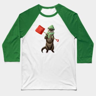 Otter with snow shovel Baseball T-Shirt